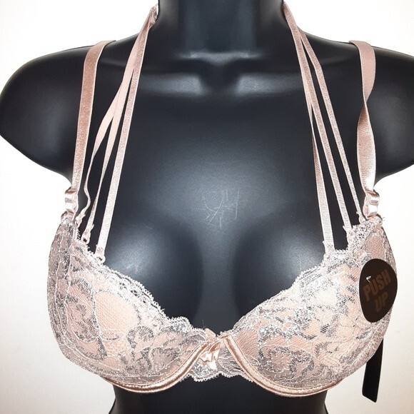 Youmita 36C Tuscany Metallic Lace Strappy Push Up Bra NWT - Picture 5 of 9